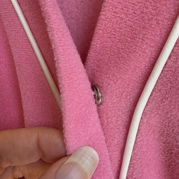 VTG Vanity Fair Tie Wrap Pink Robe XL Right Side Pocket MIDI Cottage Retro BURN - Picture 3 of 9